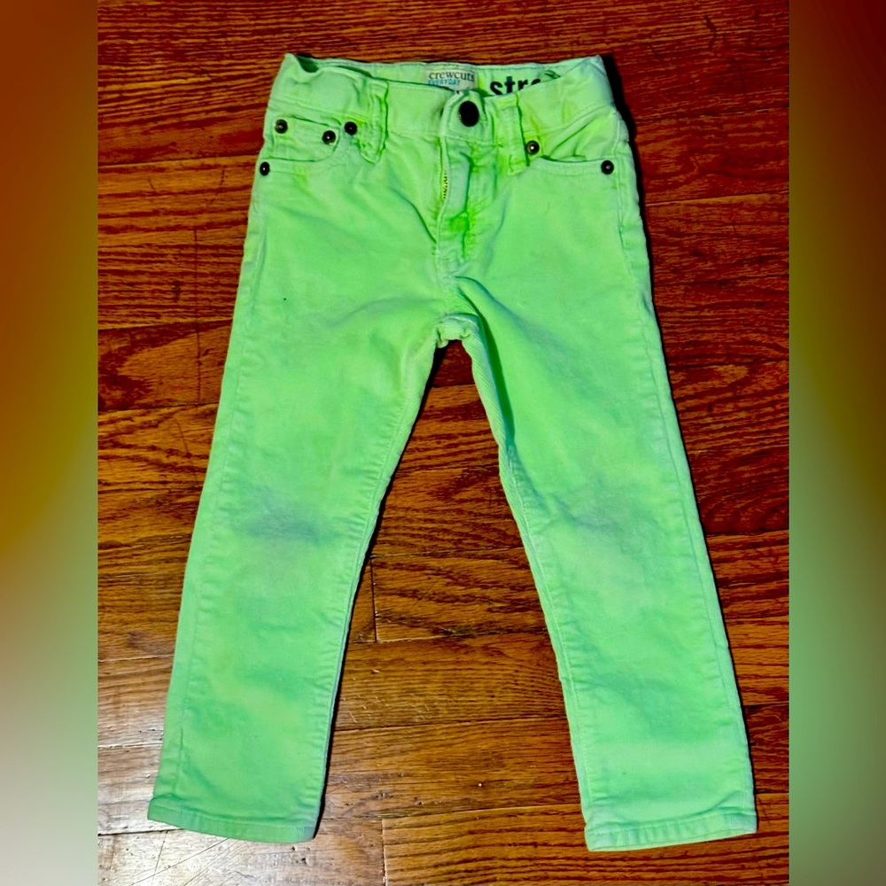 Crewcuts Stretch Cords, size 3, tennis ball green